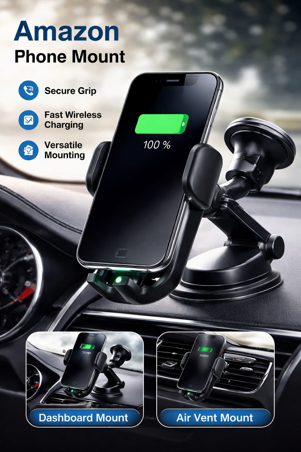 Car Phone Mount – Dashboard & Air Vent Compatible